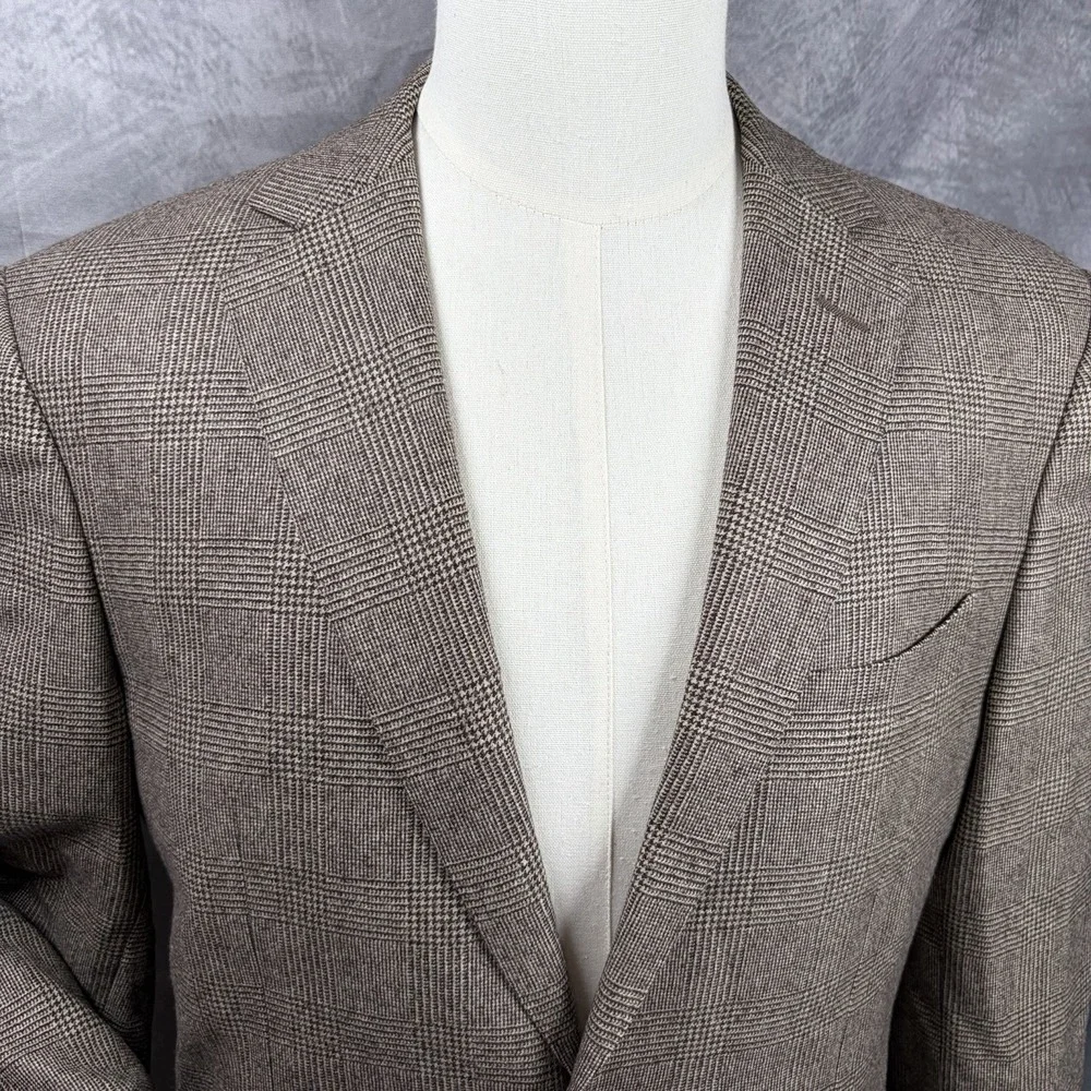 Suit Supply Windowpane Houndstooth Cashmere Wool Blend Unstructured Blazer 40L